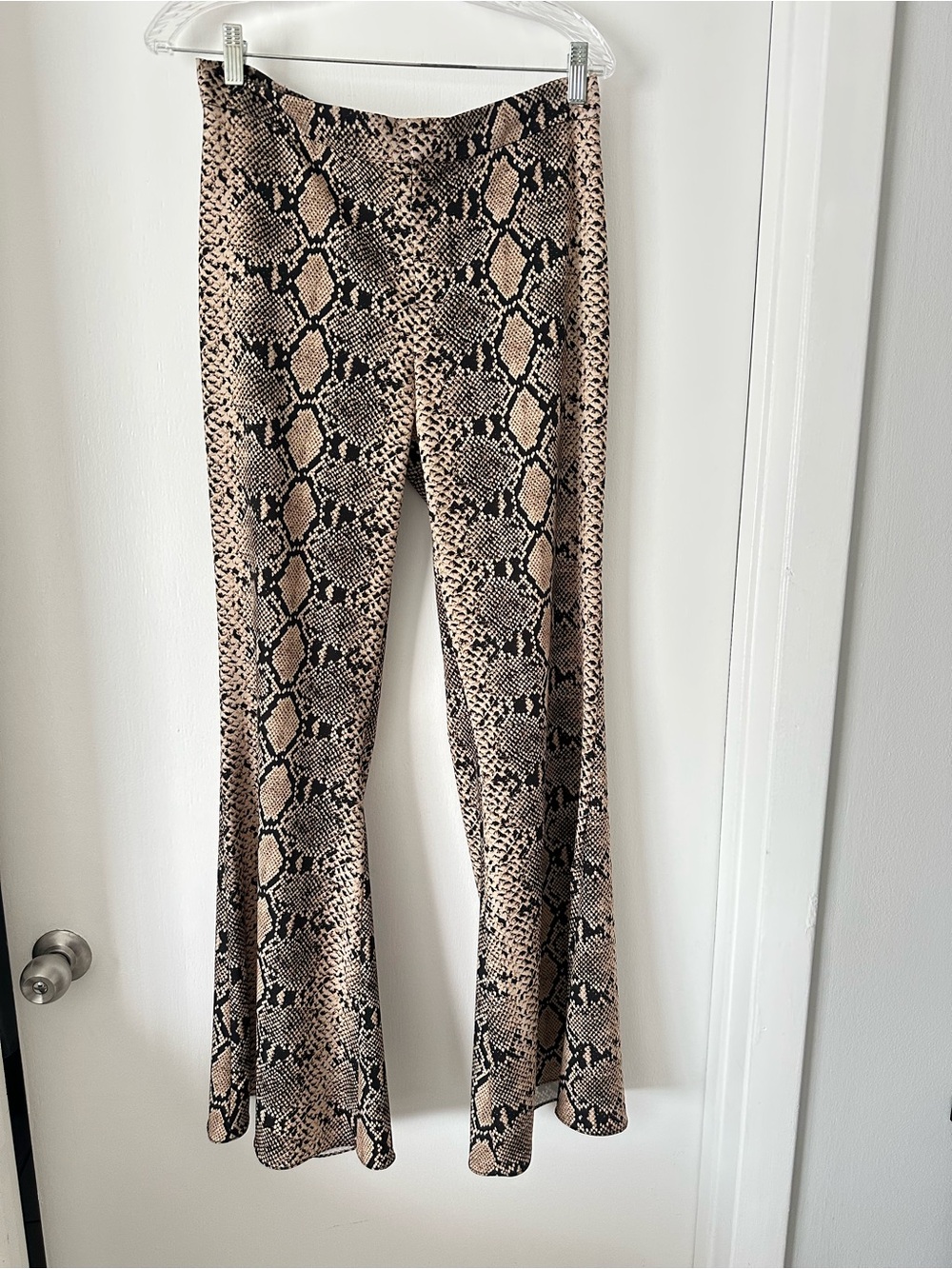 Zara Woman Beige and Black Animal Print Pants
